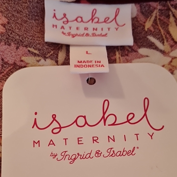 Ingrid & Isabel Red Ruffled Tie Back Maternity Dress in Autum colors NWT - Picture 2 of 5